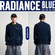 storymfg春夏植物染纱线，手工针织开衫，男radiance-blue