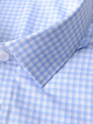 四季纯棉长袖衬衣男 普洛克经典 商务正装 蓝色格子舒适衬衫