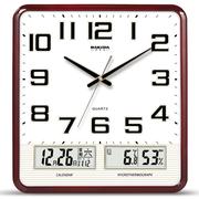 静音挂钟客厅日历钟表简约时尚，家用时钟挂墙表，现代电子方形石英钟