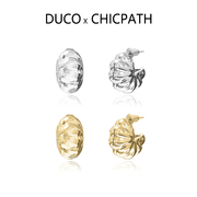 DUCO花瓣纹理小圆环耳钉耳环女原创设计感百搭通勤款首饰气质