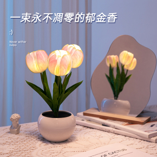 生日礼物女生送闺蜜朋友给毕业实用的高级感郁金香氛围小夜灯摆件
