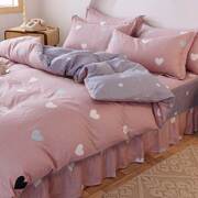 床裙四件套纯棉100全棉床上用品4床单被套床笠款床罩套1.5米1.8m2