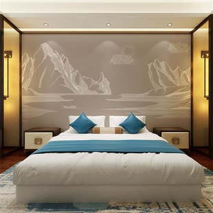 新中式抽象山水壁画电视背景墙壁纸客厅沙发墙纸影视墙纸卧室墙布