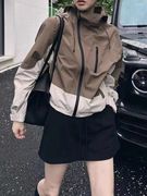 美式复古街头冲锋衣外套薄款女秋季2023小个子，运动棒球服