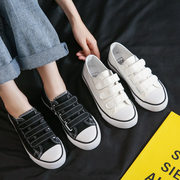 2023夏季魔术贴帆布鞋女学生，韩版ulzzang布鞋子(布，鞋子)百搭小白鞋潮