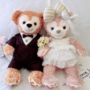 压床娃娃一对结婚婚房床上达菲雪莉玫情侣熊摆件礼物公仔毛绒玩偶