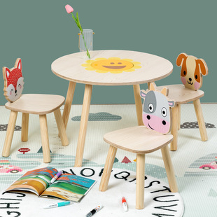 幼儿园儿童木制学习桌套装早教画画过家家桌椅宝宝家用玩具