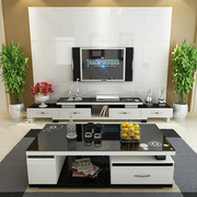 简约现代电视柜客厅伸缩电视柜茶几组合柜 黑白烤漆柜茶桌