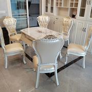 欧式餐桌椅组合大理石桌子实木，雕花高端可伸缩折叠方圆两用餐桌