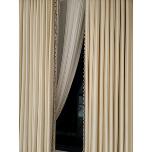 白色窗帘轻奢高档客厅欧式美式卧室全遮光纯色新中式高端现代简约
