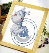法国DMC十字绣 小幅生肖 青花瓷动物系列之龙 精准印花