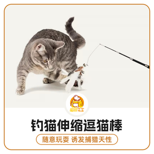 喵咪先生超长1.8米四节伸缩杆逗猫棒长杆可替换头互动自嗨猫玩具