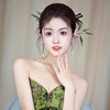 中式新娘头饰古典民族风，翠绿色竹叶琉璃，简约流苏发簪秀禾结婚礼服