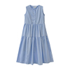 盐系蓝色简约风无袖连衣裙，夏季圆领宽松中长裙时尚，休闲洋气d¥18