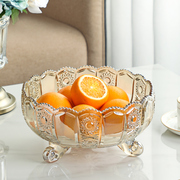 水果盘家用客厅盘子，水晶玻璃果盘大号高端轻奢高档零食干果盘