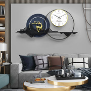 客厅表时现代创意挂钟福鹿客厅沙发背景墙简约钟表家用装饰时钟