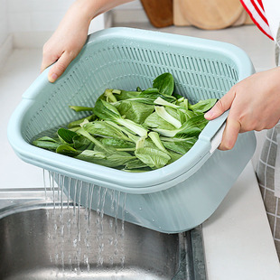 厨房双层沥水篮收纳筐水果篮家用塑料大号洗菜盆客厅水果盘菜篮子