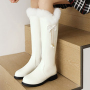 女童加绒高筒长靴子2023冬季白色公主儿童棉靴女孩长筒雪地靴