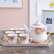 茶壶杯子套装陶瓷客厅水杯托盘，水具欧式耐热茶壶，茶杯冷凉水壶套装