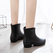 雨鞋女韩国中跟时尚短筒雨靴防水胶鞋防滑水靴冬款加绒棉成人套鞋