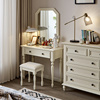 美式全实木梳妆台白色，卧室现代简约小户型，地中海网红化妆桌妆凳