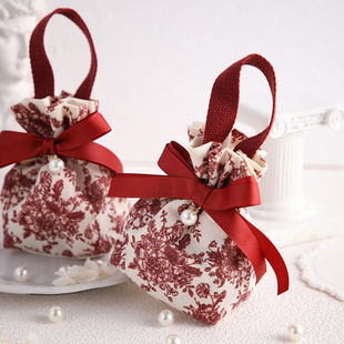 喜糖盒喜糖袋结婚专用高级感伴手礼袋子婚礼，礼盒糖果布袋简单大气