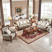 美式全实木真皮沙发客厅奢华家具，新古典(新古典)沙发沙发组合欧式皮衣沙发