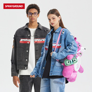 SprayGround23破洞牛仔外套机车风潮牌宽松翻领夹克W0933401