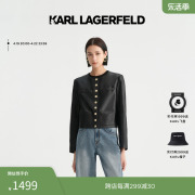 KARL LAGERFELD卡尔拉格斐春夏小香圆领型PU皮衣外套老佛爷