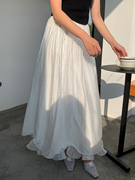 neihe内赫2024春季荷叶，边天丝仙，女士白色波点裙子半身裙25016
