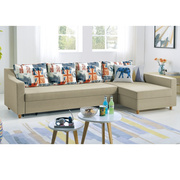 转角沙发床多功能小户型，组合可拆洗储物棉麻布艺实木抽拉客厅