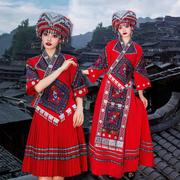 贵州苗族服装女苗寨服饰少数民族，土家族刺绣成人侗族舞蹈演出服装