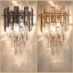 香槟金壁灯客厅轻奢水晶创意，个性卧室床头灯北欧现代简约过道灯饰