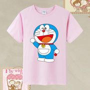 夏季粉红色T 宝宝儿童男童女童装机器猫叮当猫卡通纯棉短袖t恤潮