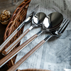 不锈钢勺子创意可爱汤匙家用ins叉子套装儿童餐具韩式吃饭勺子
