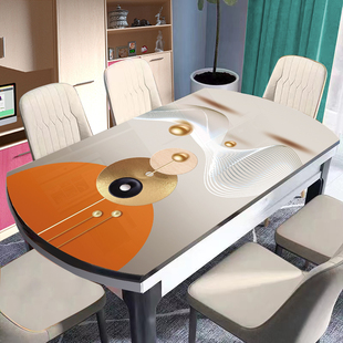椭圆形餐桌垫可折叠餐桌，桌布pvc软玻璃防水防油耐高温免洗水晶板