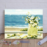 diy数字油画 风景花卉植物客厅餐厅唯美地中海数码填色手绘装饰画