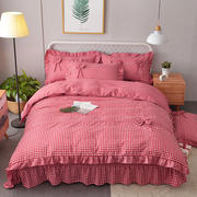网红床上四件套全棉纯棉公主风，荷叶边床单被套，200x230被罩春秋季