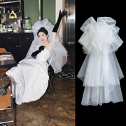 新娘头纱2024抓泡云朵，蓬蓬领证登记头纱，韩式结婚摄影造型婚纱