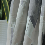 高级灰浅灰蓝冰蓝时尚几何抽象图案窗帘高端品质米夫家居北京定制