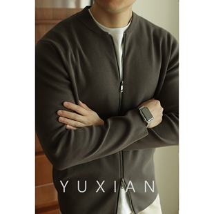 yuxian四空针织ma1飞行员针织，开衫复古毛衣外套，拉链休闲纯色秋冬