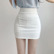 白色包臀半身裙女2024春夏修身高腰短裙，显瘦弹力职业ol一步裙
