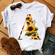 Leopard Letter Tshirt 时尚豹纹字母印花短袖T恤女小众风打底衫