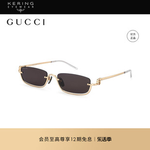 开云眼镜古驰gucci复古金属，倒置半框墨镜太阳镜男女同款gg1278s