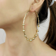 欧美直径8.5cm大铜珠，hoop耳环女时尚朋克，圆形个性独特设计珠耳圈
