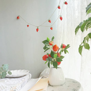 仿真草莓藤条可爱少女心假花水果串装饰绢花室内壁挂花卉卧室摆设