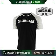 caterpillar男式棉质徽标t恤-黑色浅麻灰色美国奥莱直