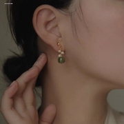 珍珠耳环女2024年小众设计仿和田玉耳坠耳钉轻奢高级感耳饰