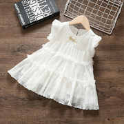 女童白色连衣裙夏装2023洋气时髦衣服1一4岁儿童宝宝公主裙子