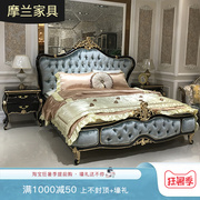 欧式布艺床新古典双人公主床，卧室1.8米婚床实木雕v花奢华大床家具